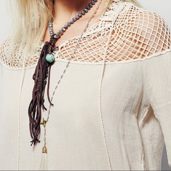 Free People On The Island Crochet Blouse Sz Small - Picture 8 of 9